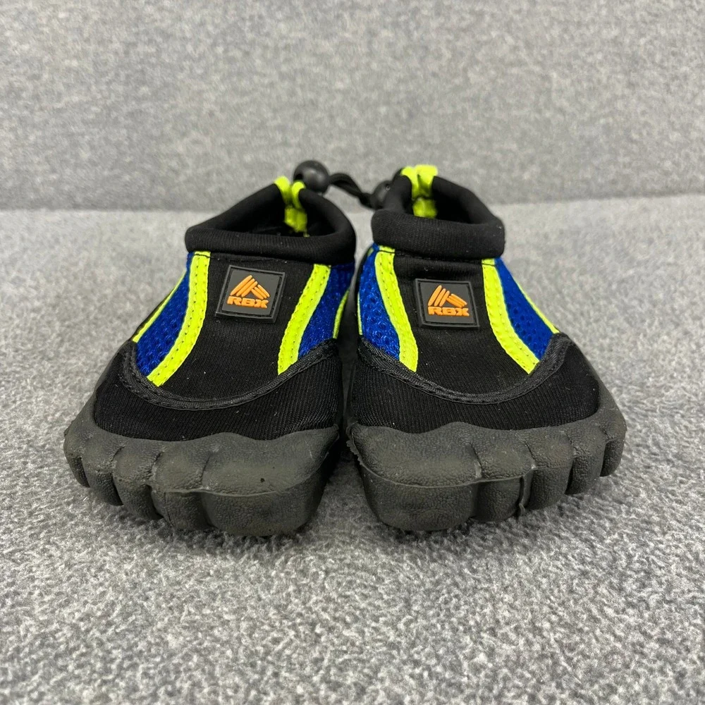 RBX Water Shoes Kids Size 9/10 Black Blue Lime Green Mesh Toggle Swim Aqua Shoes